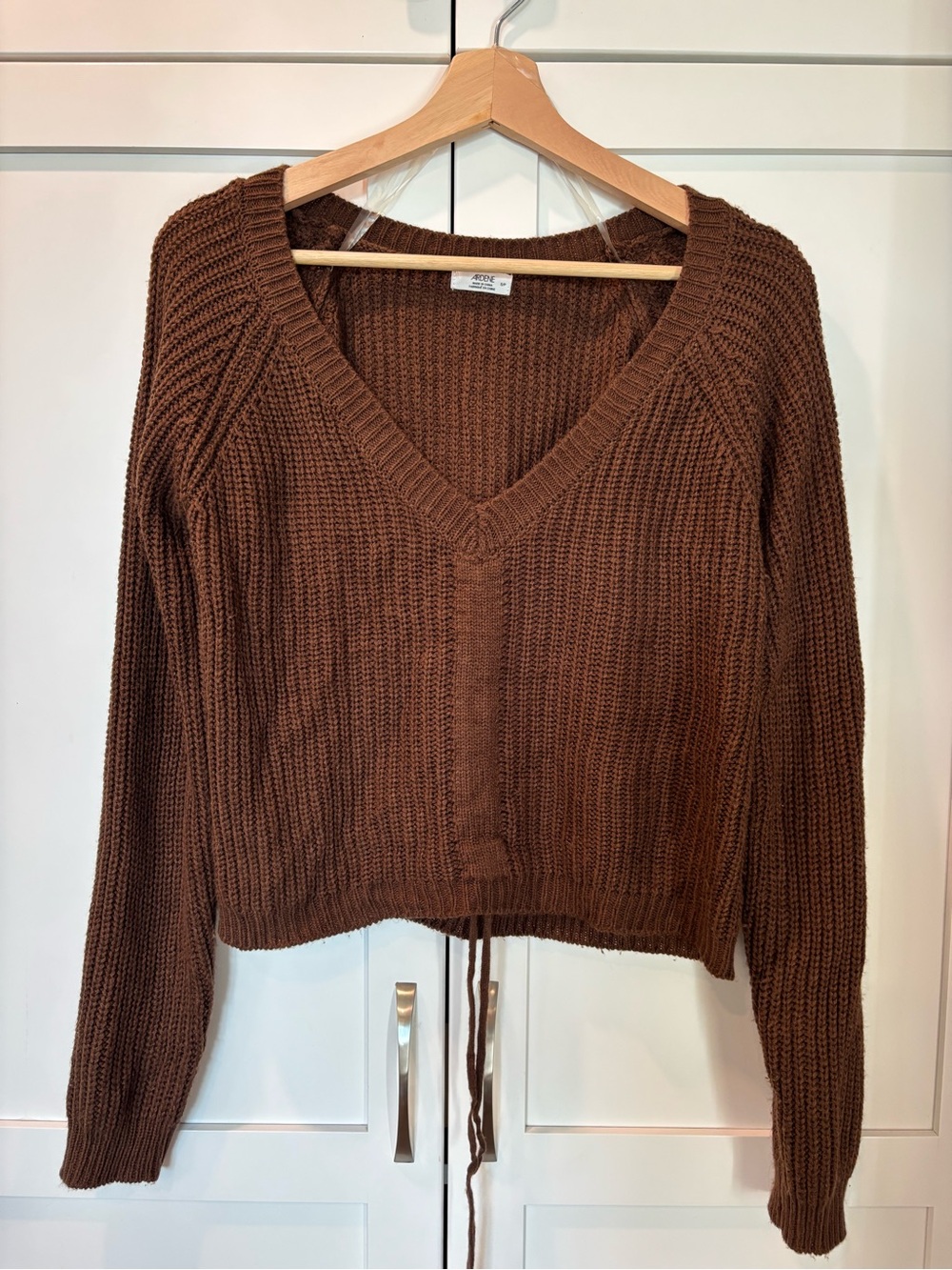 Ardene Brown Ruched Drawstring Knit Sweater - Picture 5 of 6